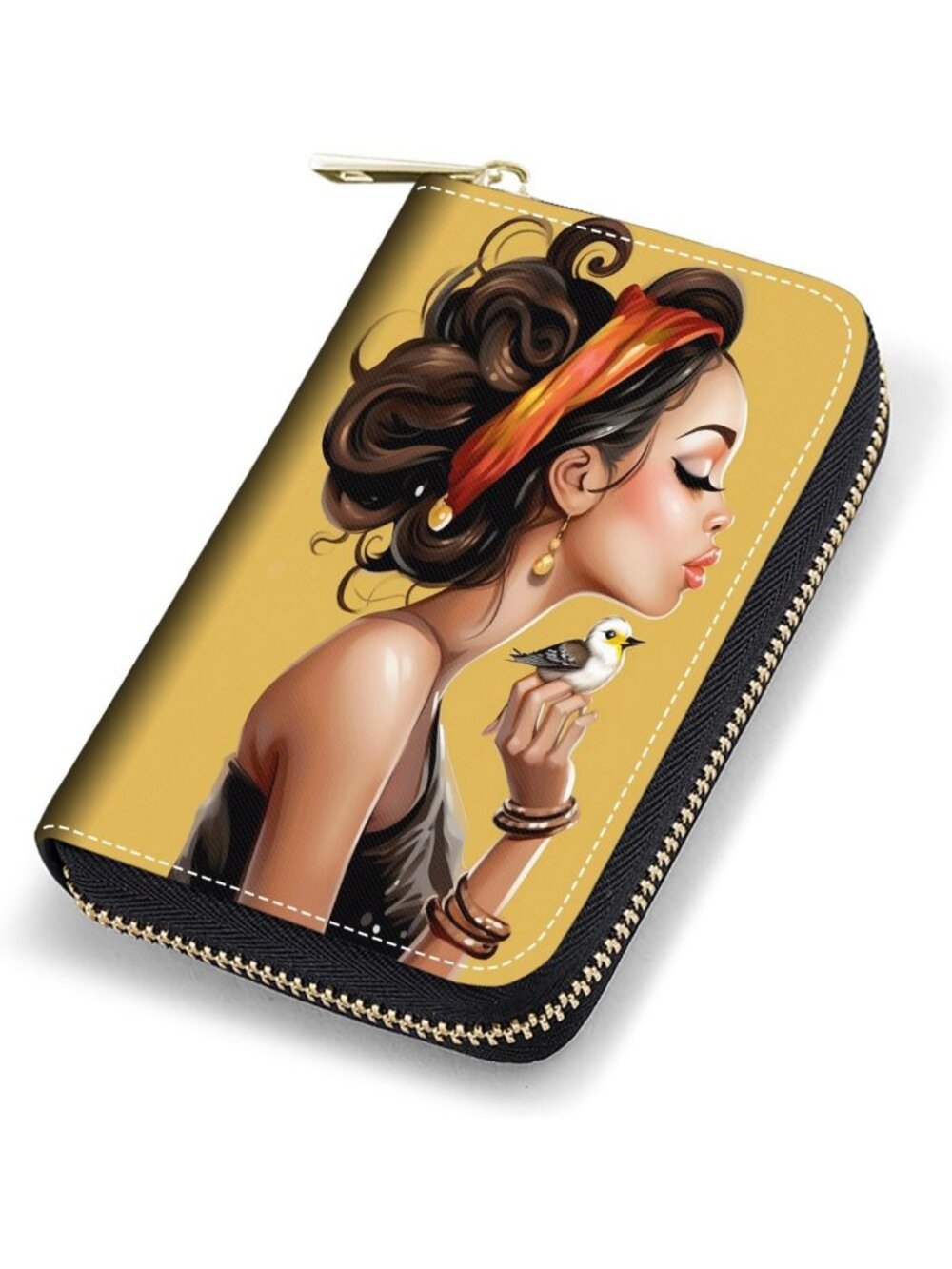 RFID Blocking Leather Card Holder Wallet for Women, Zipper Accordion Design